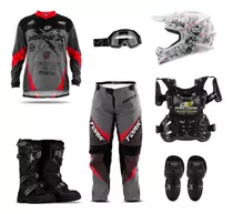 Kit Roupa Conjunto Piloto Motocross Trilha Infantil Off Road