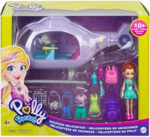 Boneca Polly Pocket Com Helicoptero De Aventura Lila Mattel