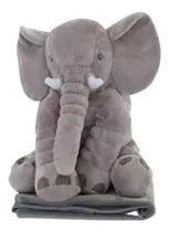 Almofada Travesseiro Elefante Bebê Pelúcia Cinza 80cm 