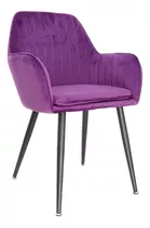 Sitial O Silla  De Felpa Morado Con Patas Negra De Metal 