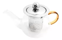 Chaleira De Vidro Com Infusor Inox 250ml Bule Pequeno Trc889 Cor Branco