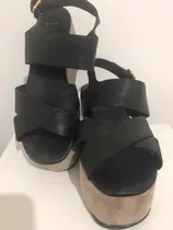 Sandalia Con Plataforma Febo Color: Negro Y Vison Talle: 40