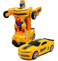 Carrinho Transformers Vira Robô Camaro Luz Som Bate Volta