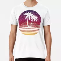 Remera Modern Retro 80s Outrun Sunset Palm Tree Silhouette -