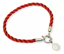 Pulsera Plata Hilo Seda Rojo Dije San Benito Marinero