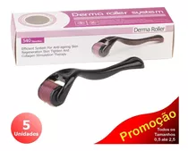 Kit 5 Dermaroller System Derma Roller 0.5mm Até 2.5mm 