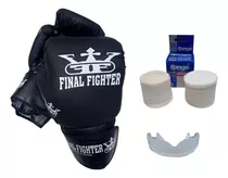 Combo Kit Guantes Vendas Protector Bucal Boxeo Kick Boxing