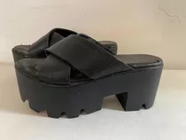 Sandalias Suecos Plataforma Verano Negras Talle 36