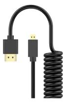 Cabo Espiral Hdmi X Micro-hdmi 2.0 4k De Alta Velocidade Cor Preto