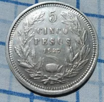 Moneda De 5 Pesos 1927 Original Fuera De Circulación  