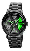 Reloj Pulsera Skmei 1787 De Cuerpo Color Negro, Analógico, Fondo Negro Y Verde Color Negro, Agujas Color Blanco, Verde Y Negro, Bisel Color Negro