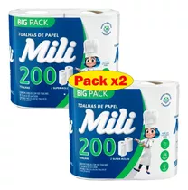 Papel Toalla Cocina Premium Mili 2 Rollos 100 Hojas Pack X2