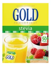 Adoçante Stevia 100% Gold 50 Envelopes De 600mg - Promoção