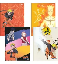 Combo 4 Cadernos Brochura 80 Folhas Naruto 1 Matéria Grande