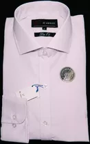 Camisa Hombre Entallada Lisa Cuello Italiano Varios Colores