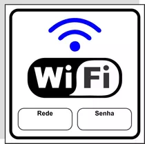 Placa Sinalização Wifi 15x15cm Lugar P/ Colocar Senha E Rede