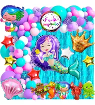 50 Art Sirenitas Candy Cumple Globo Sirena Corona Deco359 