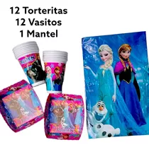 Plato Tortera Vasos Frozen Elsa Anna Olaf Princesas Fiesta