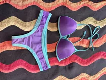 Bikini Color Turquesa Y Violeta Talle M