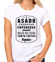 Remera De Mujer Frase Asado Mate Tradiciones Argentina