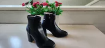 Botin Negro Eco Cuero Con Caña, Marca C/moran