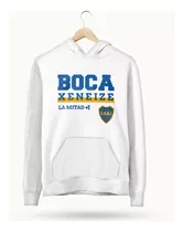 Buzo Canguro Club Atletico Boca Jrs Frase Xeneize Blanco