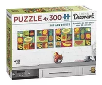 Quebra Cabeça Puzzle 4 X P300 Peças Decorart Pop Art Fruits