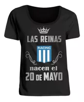 Remera Racing Club Cumpleaños Fecha Personalizada Mujer