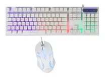 Teclado Gamer Com Mause Led Usb 2400 Dpi Jogos Pc Notebook Cor Do Mouse Branco Cor Do Teclado Branco