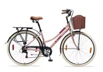 Bicicleta Urbana Femenina S-pro Strada Lady Dlx R28 7v Cambios Shimano Tourney Tz50 Color Rosa/morado Con Pie De Apoyo