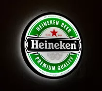 Cartel Luminoso Led Cerveza Heineken Logo Redondo Deco Bar