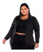 Blazer Feminino Plus Size Neoprene Blusa Casaco Alfaiataria