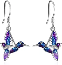 Aros Colibrí Pendientes Multicolor Plata 925 Mujer Regalo