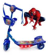 Patinete 3 Rodas Infantil Homem Aranha Cesta Luz Musica