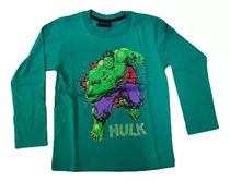 Remera El Increible Hulk Niño Niña Manga Larga Doble Estampa