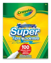 Crayola Super Tips - Marcadores Lavables De 100 Unidades Color Blanco