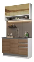 Cocina Integral Madesa Glamy Sin Mesón De Acero 120 Cm Color Marrón