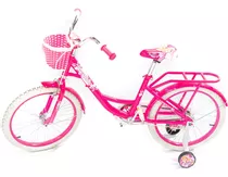 Bicicleta Niña Verado Princesa Rueditas Parrilla Canasto Color Rosa