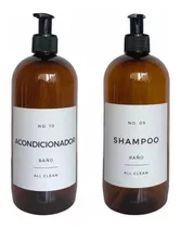 Set X2 Dispenser Shampoo Acondicionador Ambar Plástico