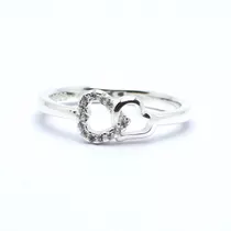 Anillo En Plata 925 Dos Corazones . Corazón Amor Zirconias