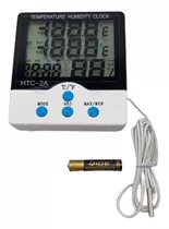 Termo Higrômetro Digital Com Sensor Externo E Relógio Htc-2a