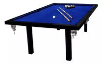 Mesa De Pool Deportes Brienza Profesional De 2.4m X 1.4m X 0.8m Color Negro Con Superficie De Juego De Mdf, Paño Azul Y Redes Color Blanco