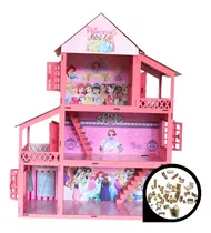 Casinha Casa Polly Princesa Casa Rosa + 34 Moveis Mdf Lindo