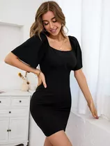 Vestido Negro Manga Corta  Talla M