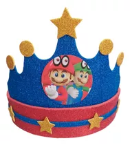 Corona Festejado Mario Bros Para Cotillón Cumpleaños Fiestas