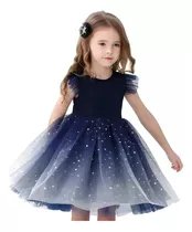 Vestido De Encaje Manga Corta De Moda Para Niñas Princesa