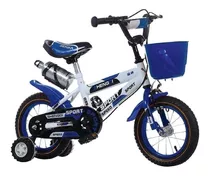 Bicicleta Infantil Lumax Rodado 14 Color Azul Con Ruedas De Entrenamiento