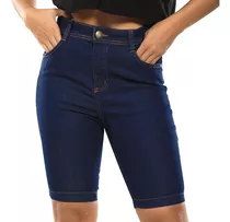 Bermuda Jeans Feminina Cintura Alta Ciclista Com Elastano