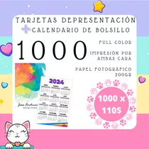 Tarjetas De Presentación + Calendario De Bolsillo 1000