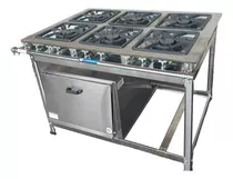 Fogão Industrial 6 Bocas Duplas 40x40 Bp P8 Aço Inox E Forno